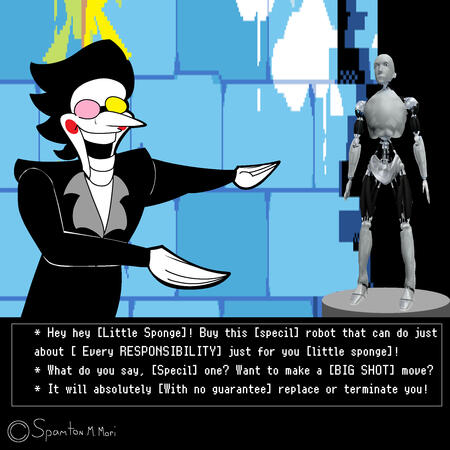 Spamton, drawn by me, owned by Toby Fox
